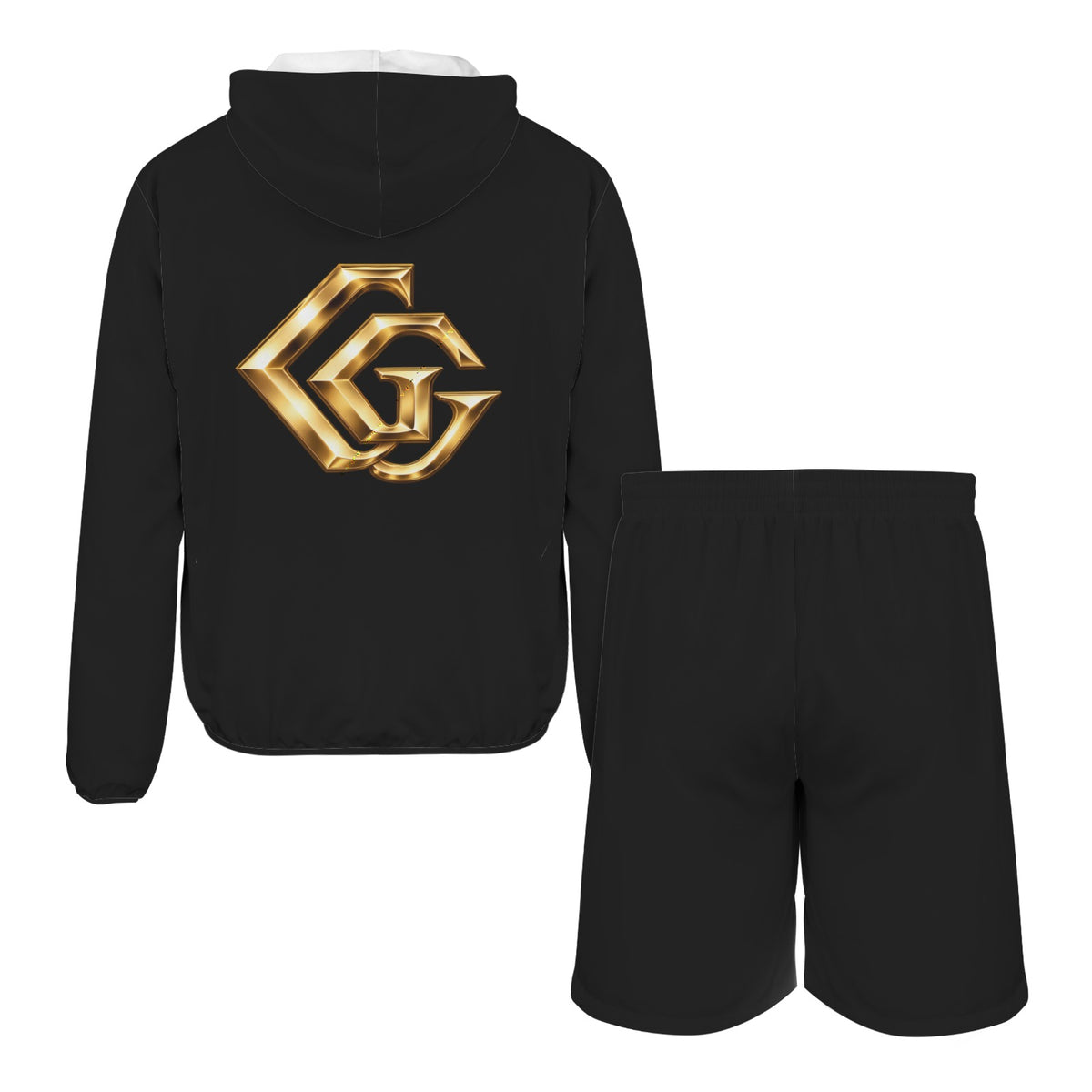 Men Black Giamorae Lightweight Outdoor Hoodie & Shorts Set