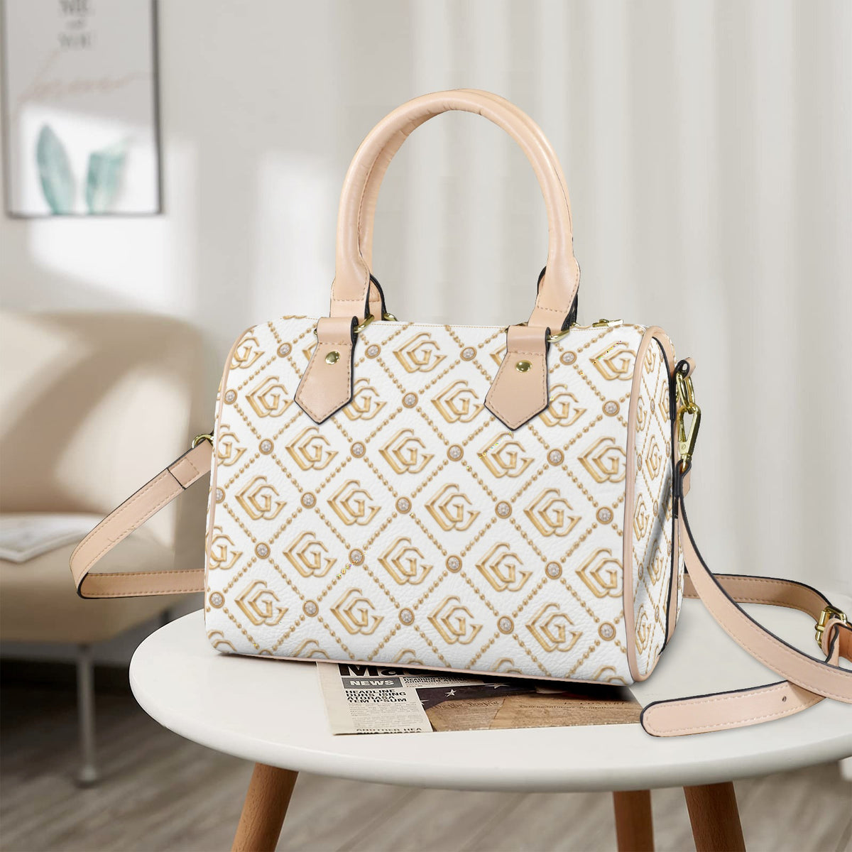 GG Tan Custom Handbag-Khaki Handle